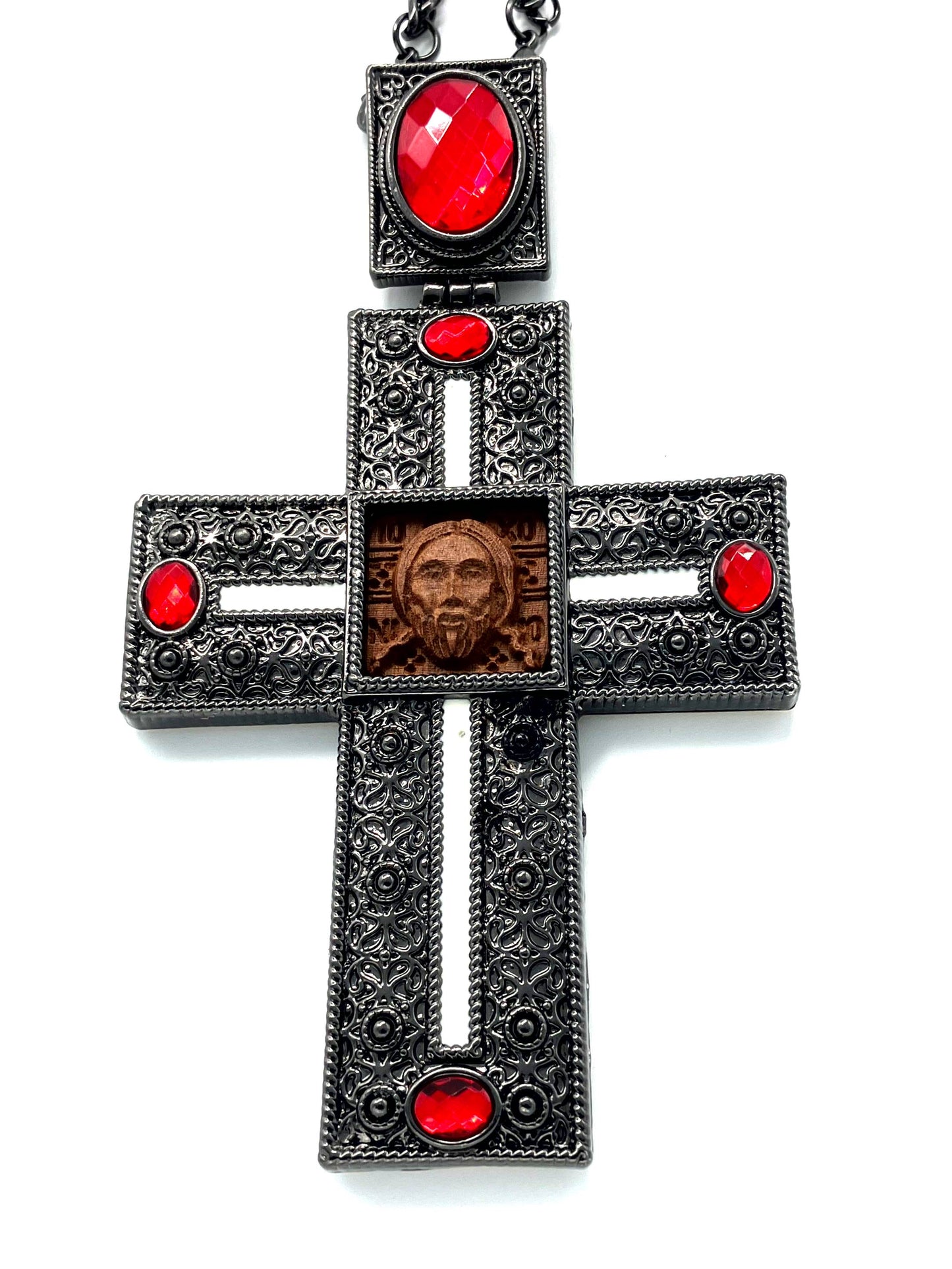 Jeweled Pectoral Cross - Style No. 11 (white Latin on black background)