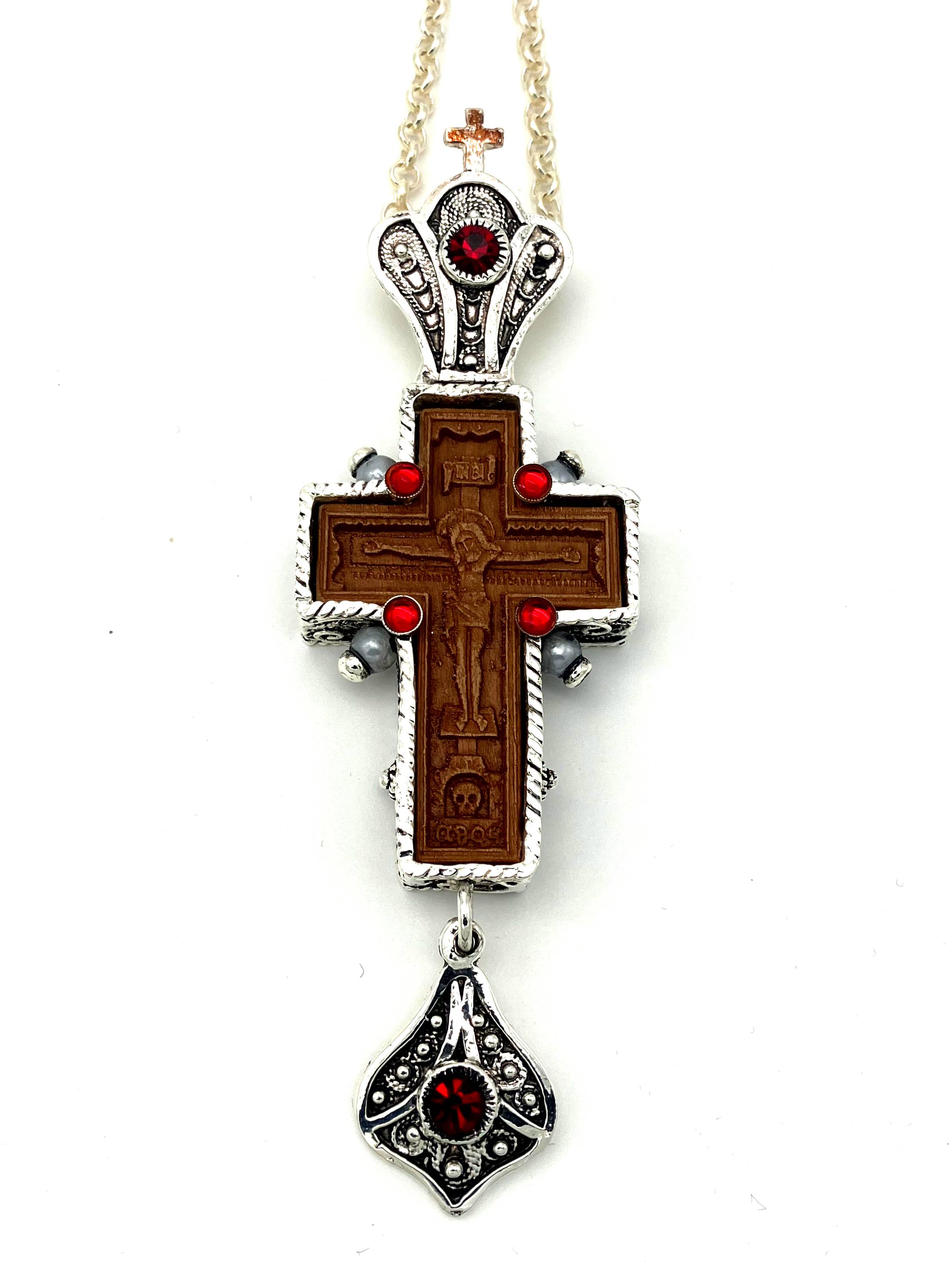 Jeweled Pectoral Cross - Style No. 13 (wooden bas-relief with