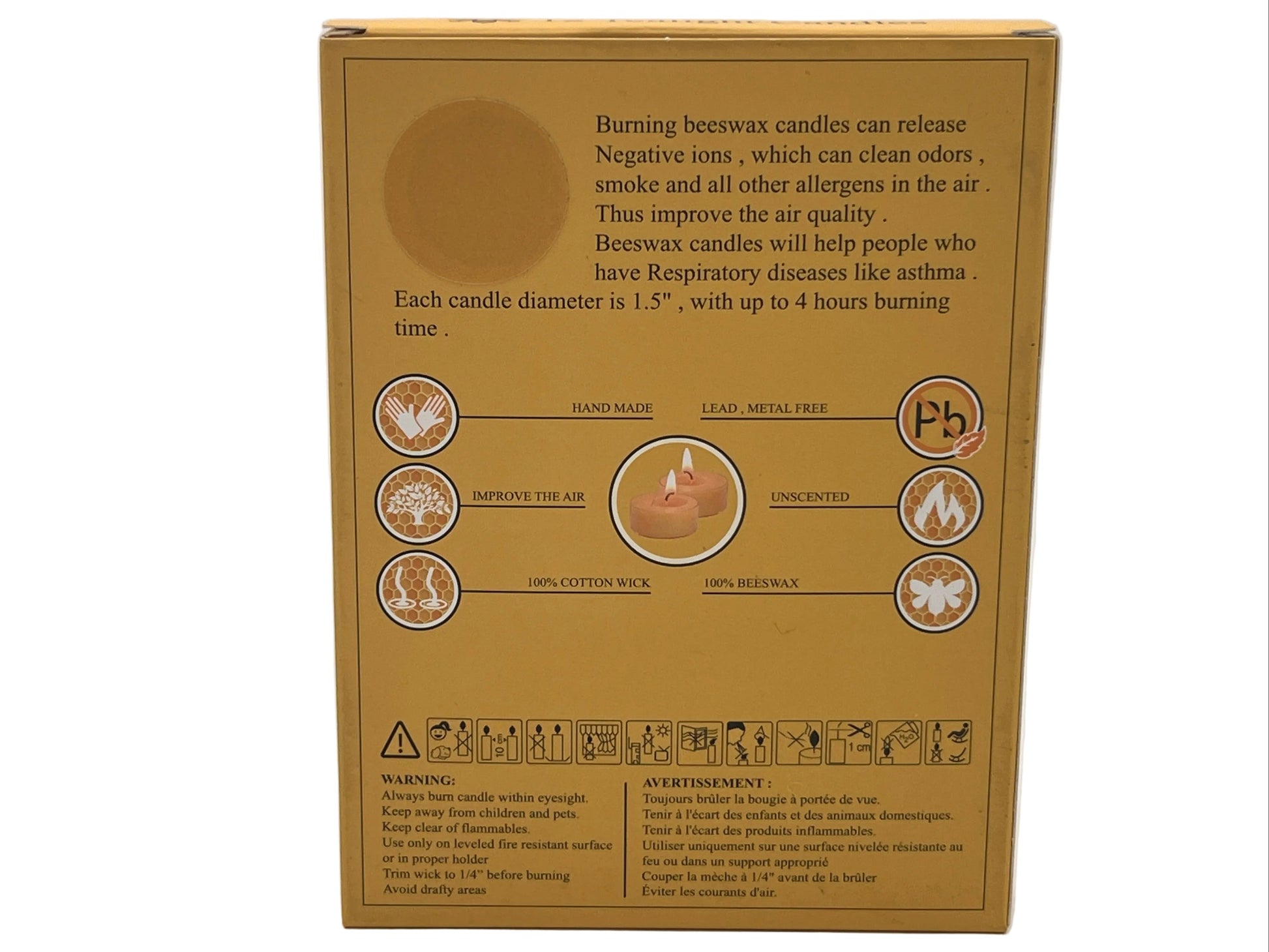 Natural Beeswax Tealights (12 Pack) Back Image