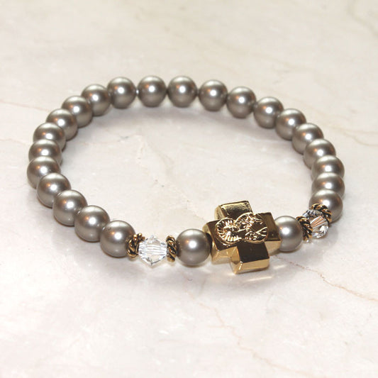 Platinum Swarovski Pearl Prayer Bracelet