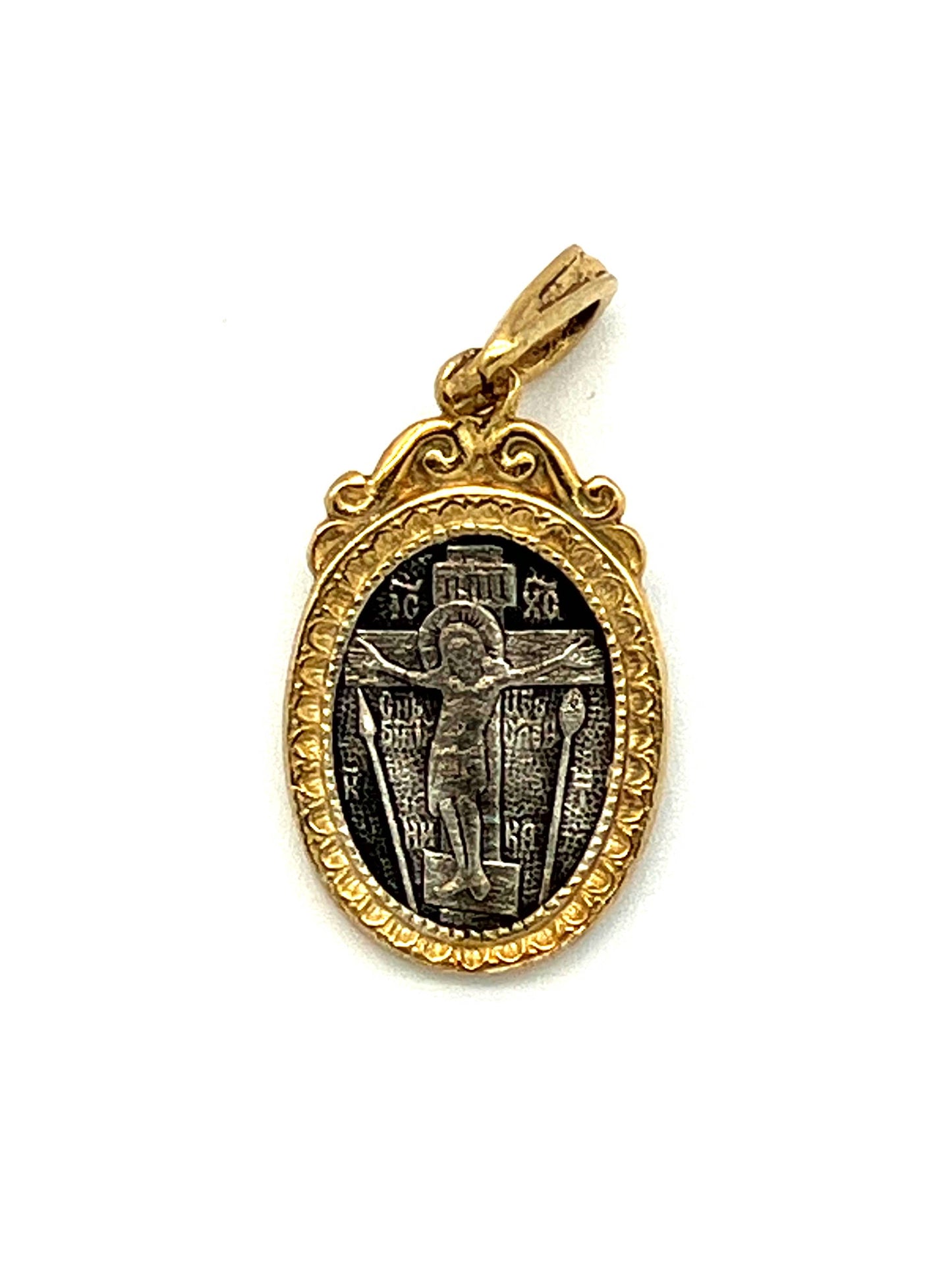 Silver Pendant - Style No. 03 (with Icons of Crucifixion and Theotokos)