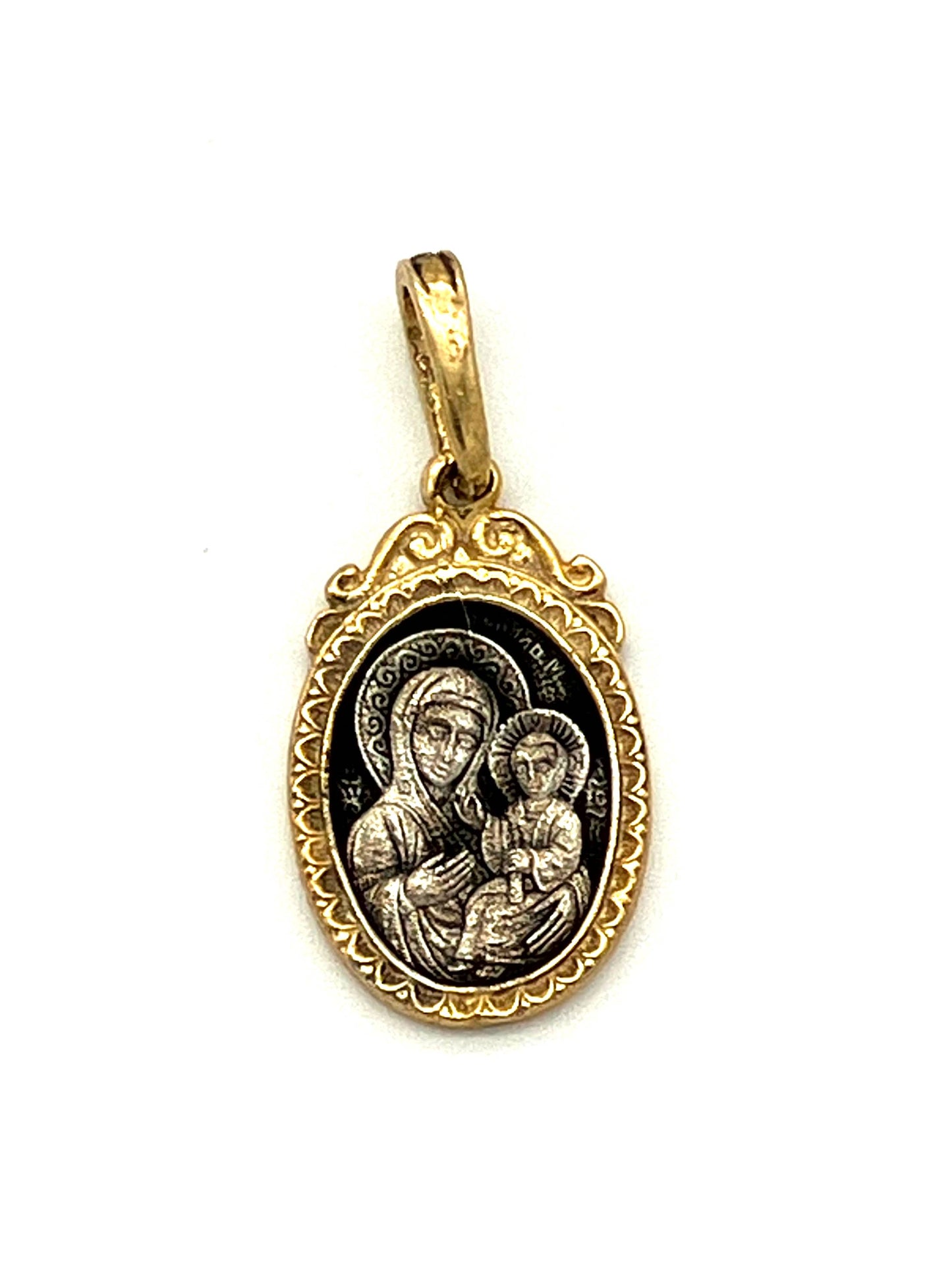 Silver Pendant - Style No. 03 (with Icons of Crucifixion and Theotokos)