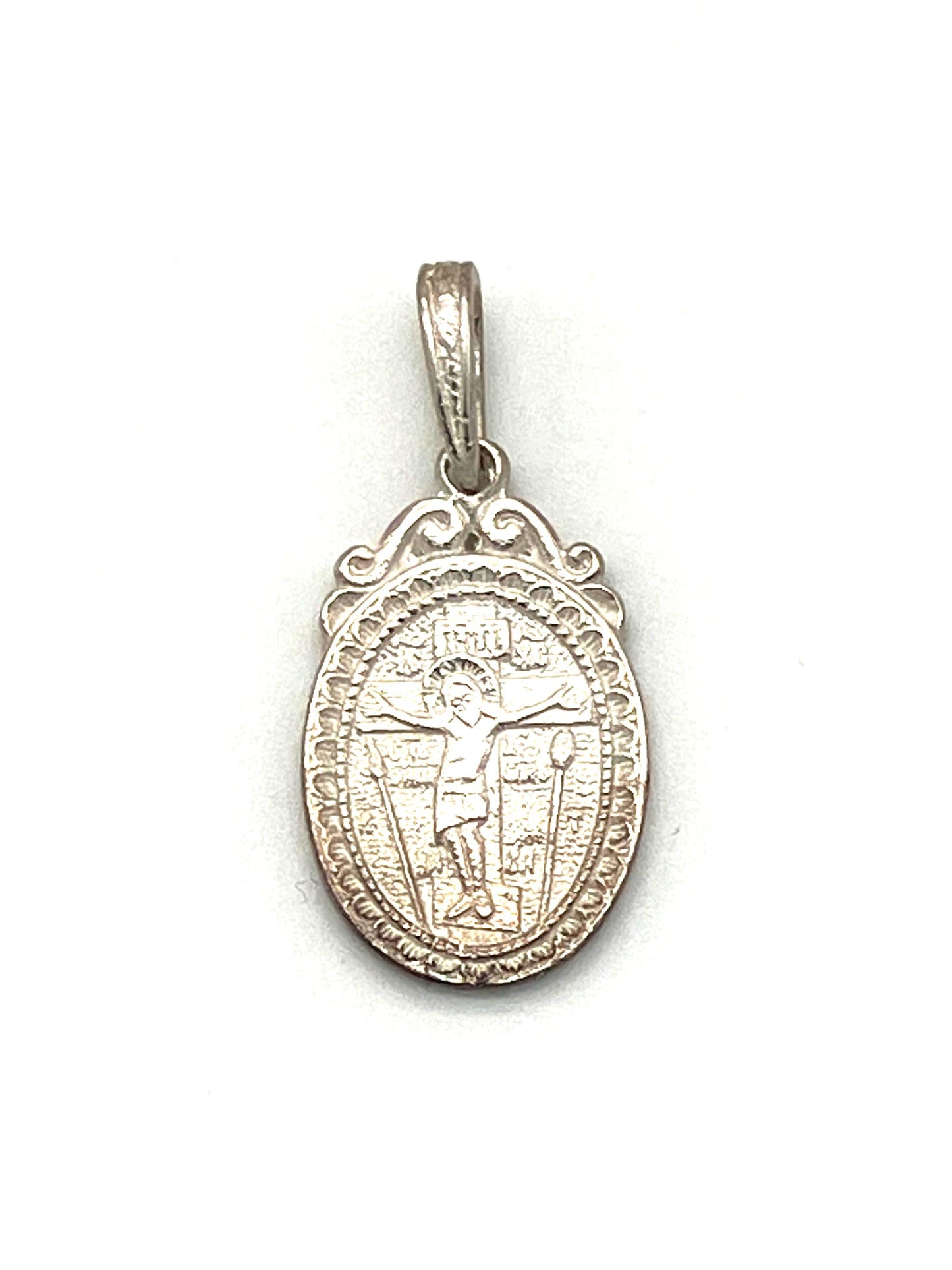 Silver Pendant - Style No. 03 (with Icons of Crucifixion and Theotokos)