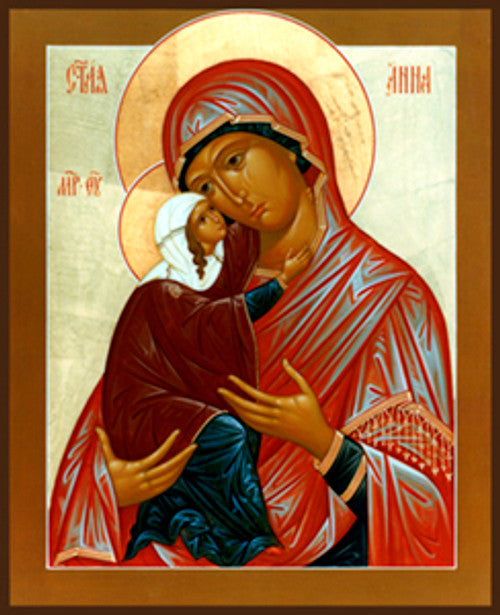 St. Anna with Theotokos 1 Mounted Jordanville Icon