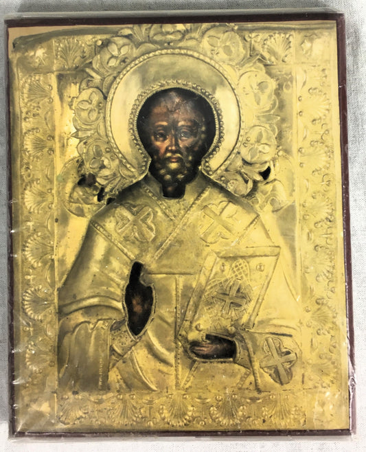 St. Nicholas the Wonderworker - Wooden Icon - 6.5 in.