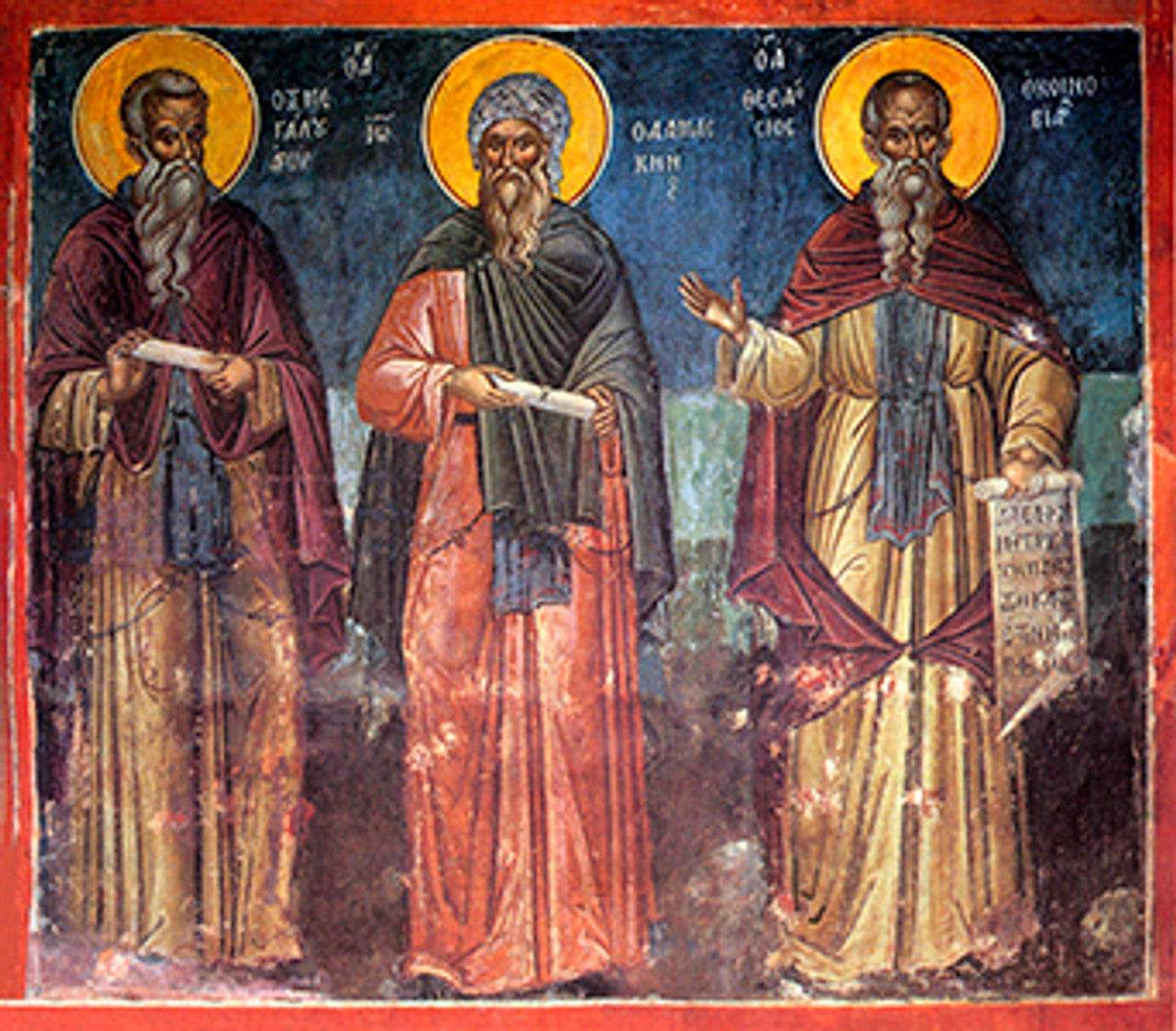Sts. Theophanes, John Damascene, and  Theodosius the Coenobiarch (Greek) Made-To-Order Icon