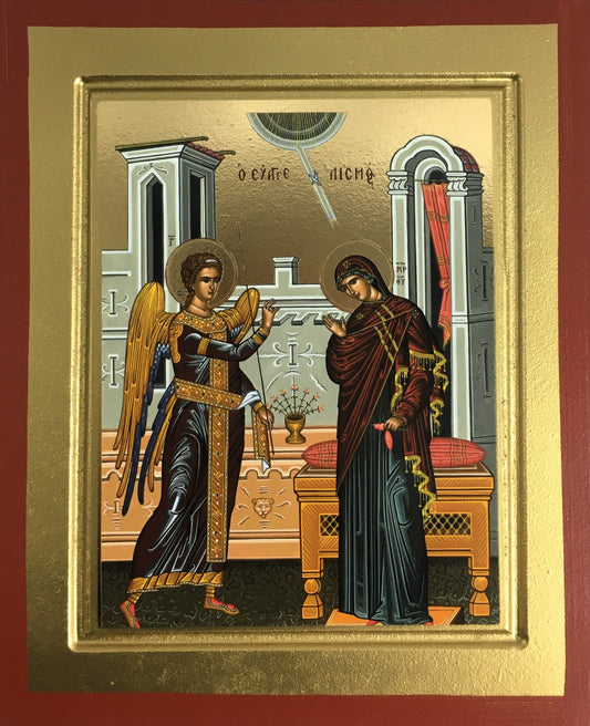 Theotokos, Annunciation, Silk Screen Icon on Wood
