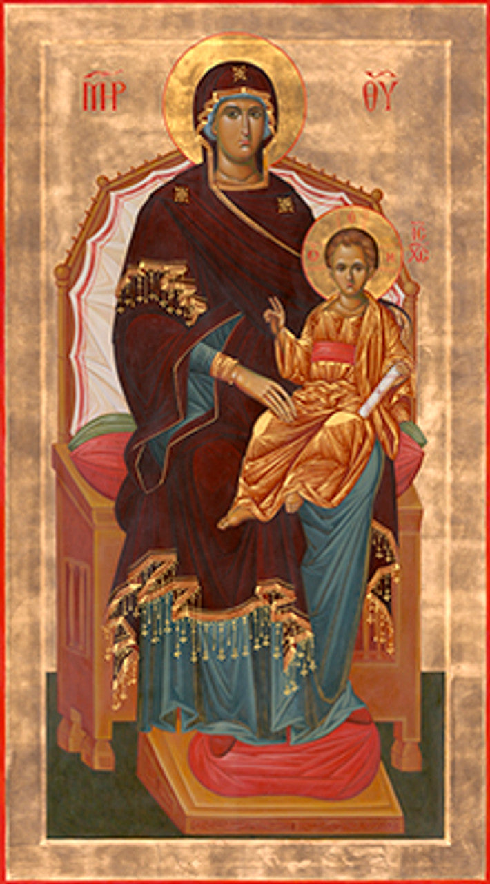 Theotokos (Enthroned) Mounted Jordanville Icon