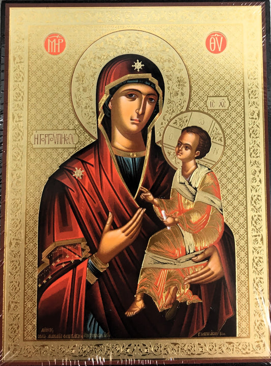 Wooden Russian Icon: Theotokos, Hodegetria 01
