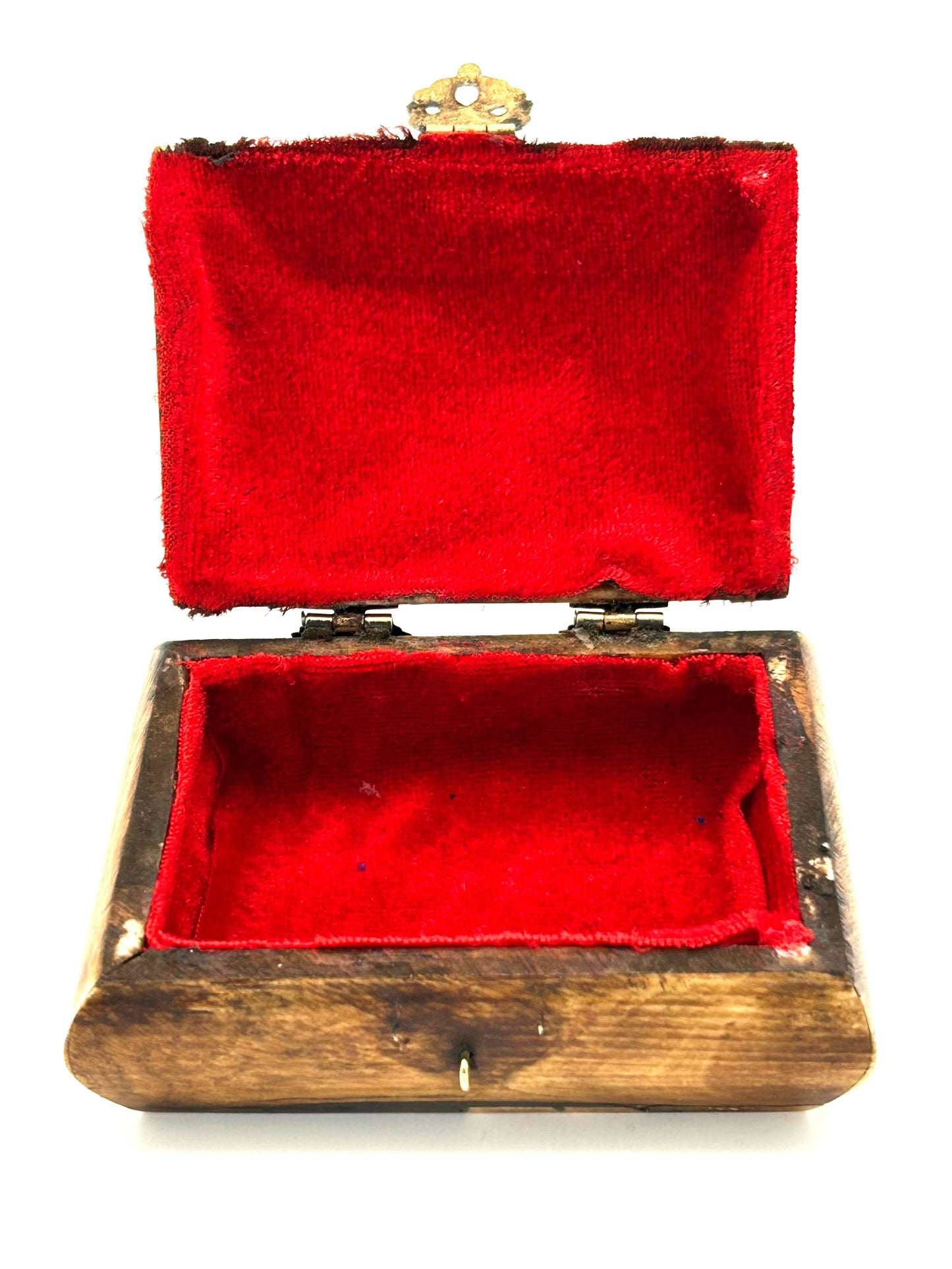 Wooden Box 26 (with Metallic Cross and Red Velvet)