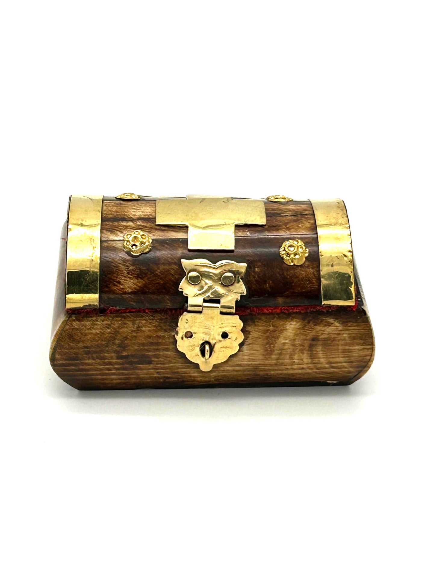 Wooden Box 26 (with Metallic Cross and Red Velvet)