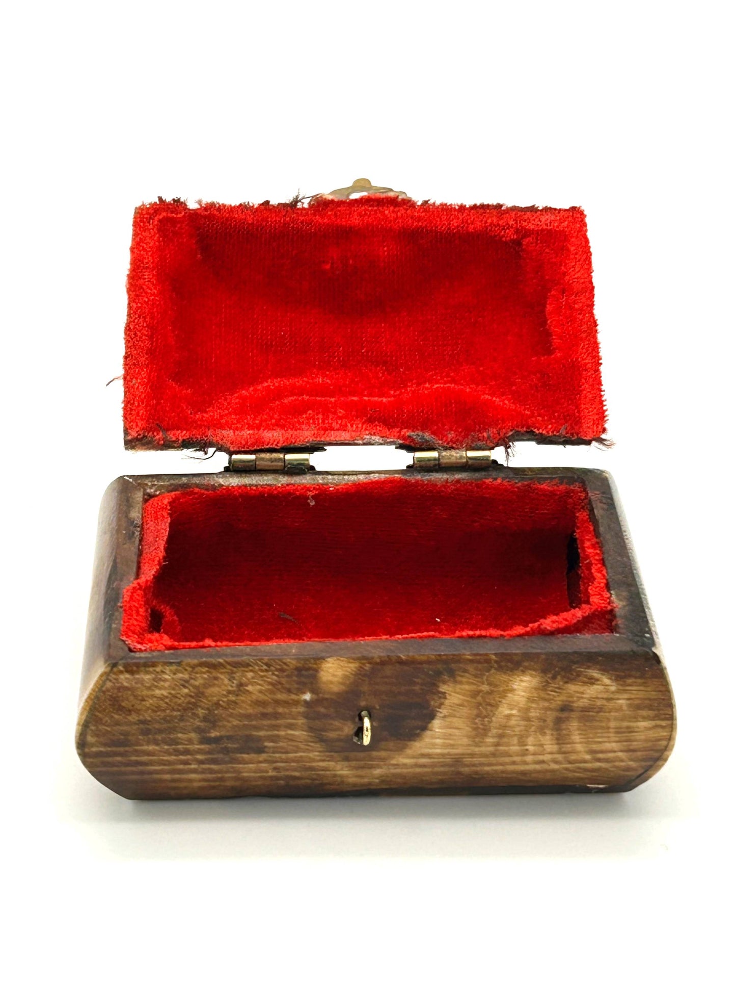 Wooden Box 26 (with Metallic Cross and Red Velvet)