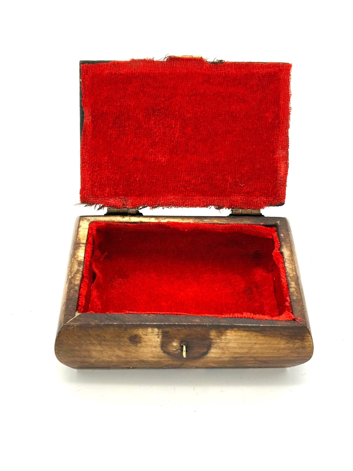 Wooden Box 27 (with Metallic Cross and Red Velvet)