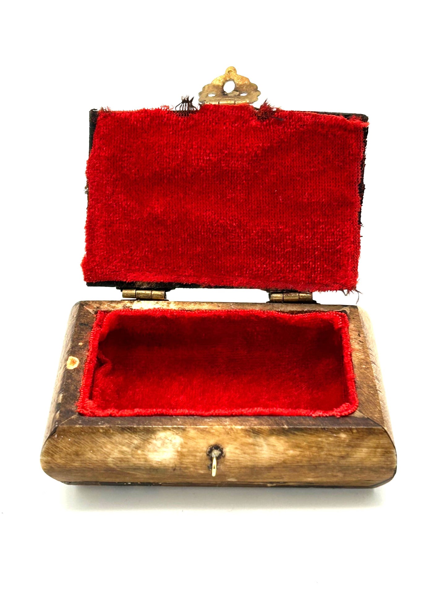 Wooden Box 27 (with Metallic Cross and Red Velvet)