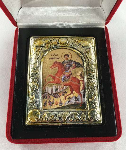 St. Demetrios, Small Icon, Silver border