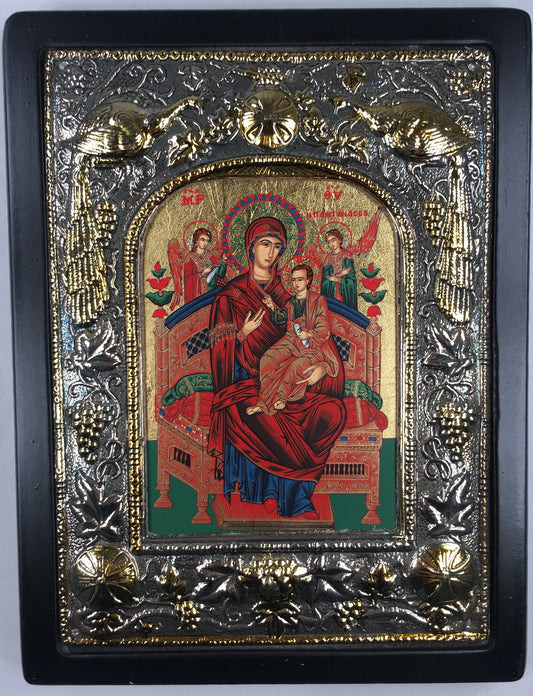 Theotokos - Queen of All, Silk-screen Icon, Silver border
