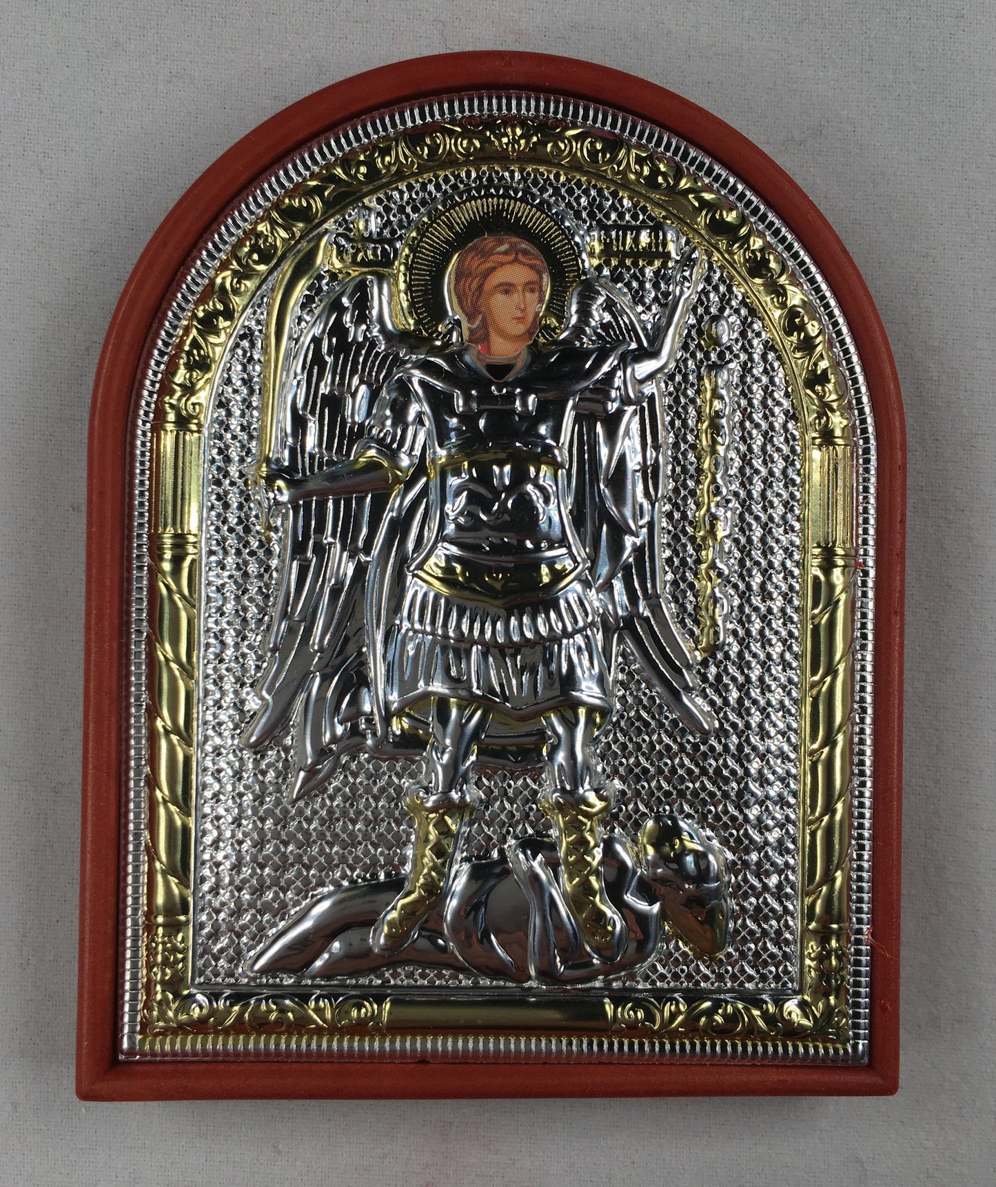 Archangel Michael, Small Rounded Metallic Icon