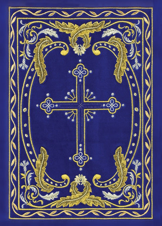 Embroidered Cross Blue blank card