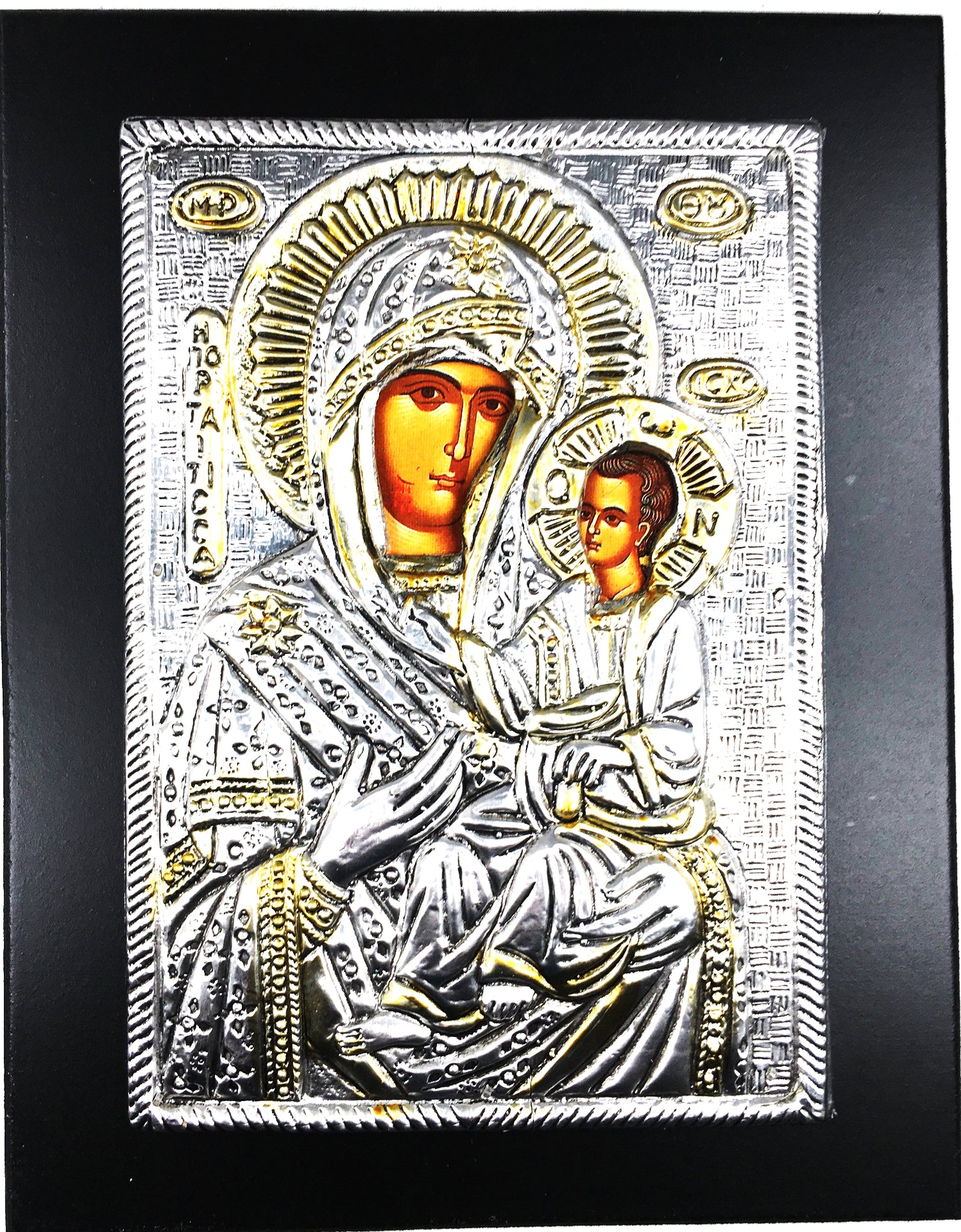 Theotokos - Iveron, 2-tone Metallic Icon