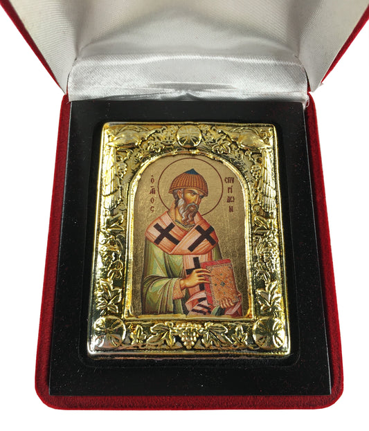 St. Spyridon, Small Icon, Silver border