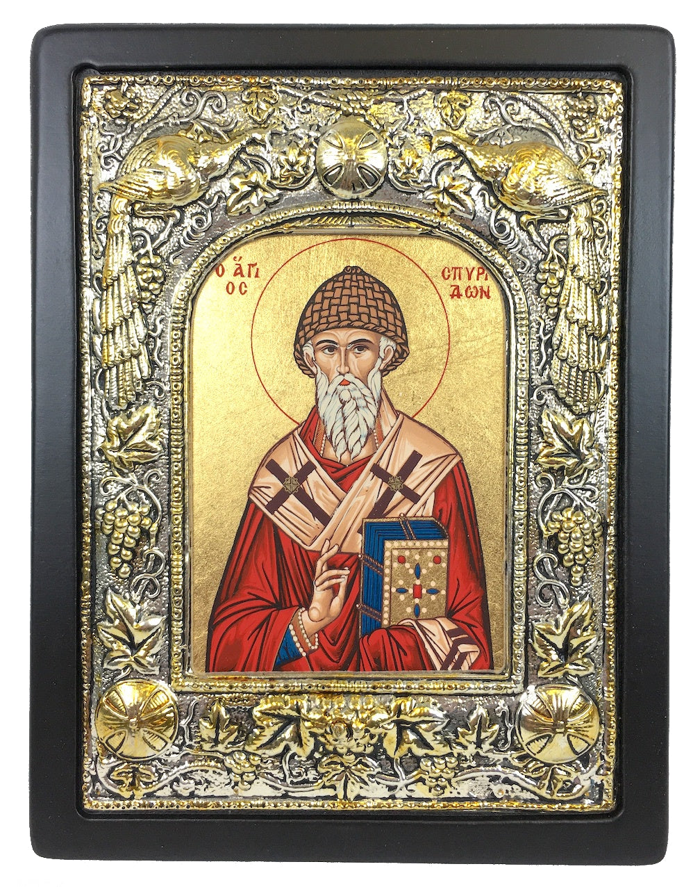 St Spyridon, Silk-screen Icon, Silver border